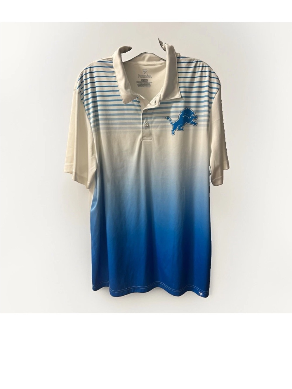 Fanatics Men’s Blue and white Gradient Detroit Lions Polo Shirt - Picture 2 of 8